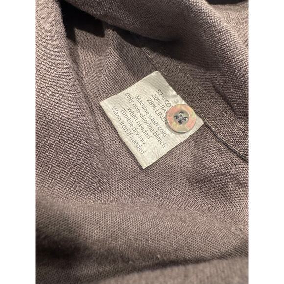 COASTAORO Men's Casual Short Sleeve Button Up Shirt S Gray Collared Linen Blend - Picture 5 of 9